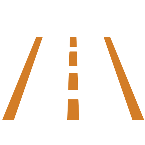 Icon einer Straße als Symbol für Wegebau und Flächenbau.